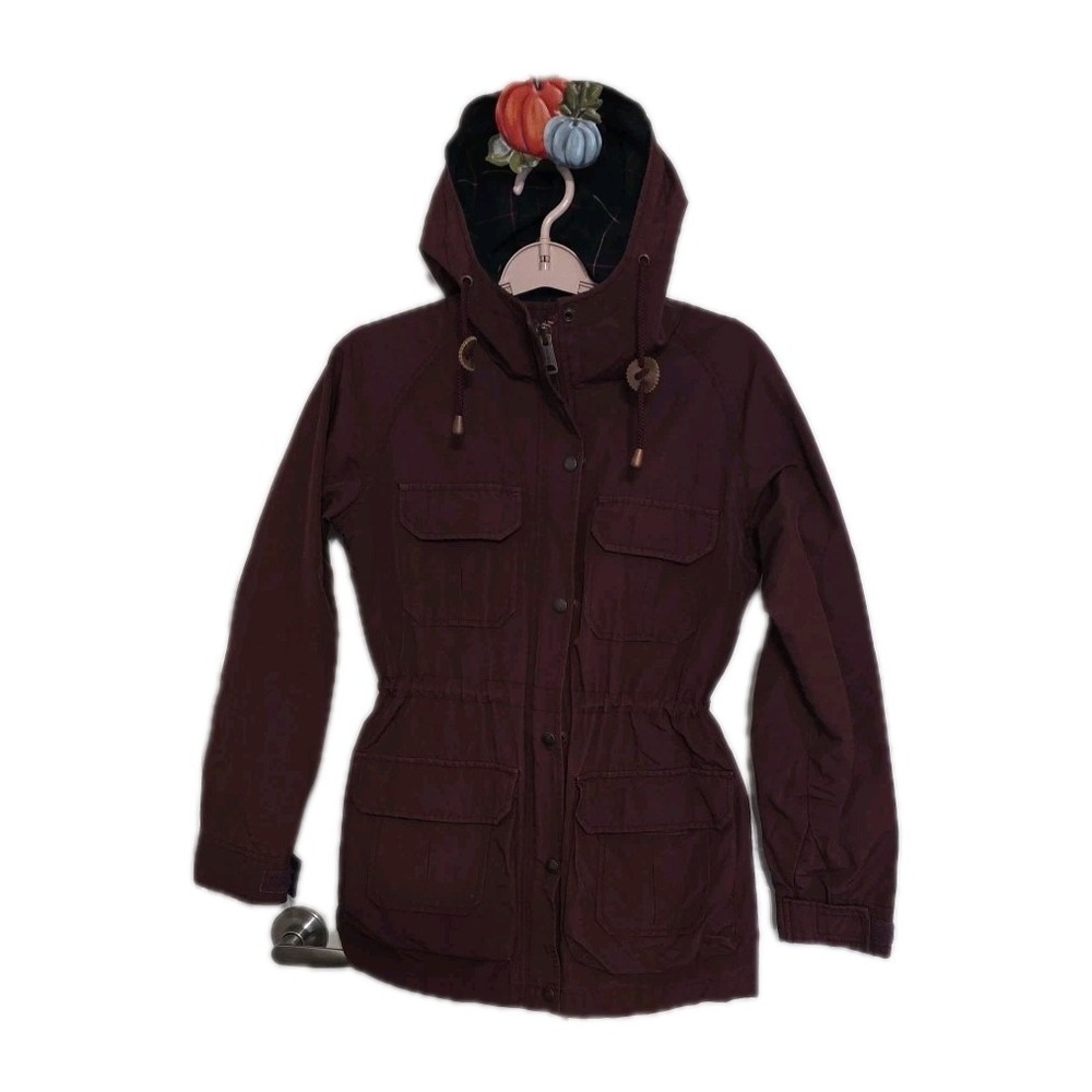Penfield Jacket Women SMALL‎ BURGANDY 60/40 Mountain Parka Canvas Flannel Lined